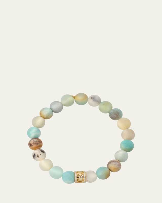 14K Yellow Gold Lucky Rondelle Amazonite Bracelet